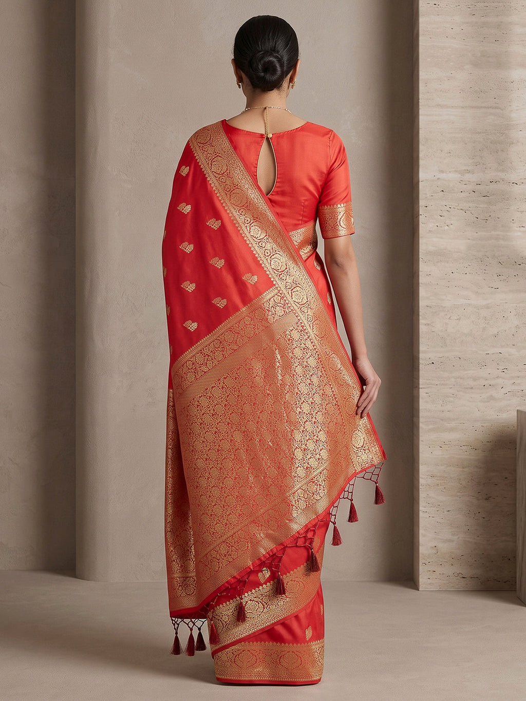 Red Woven Design Dola Silk Saree