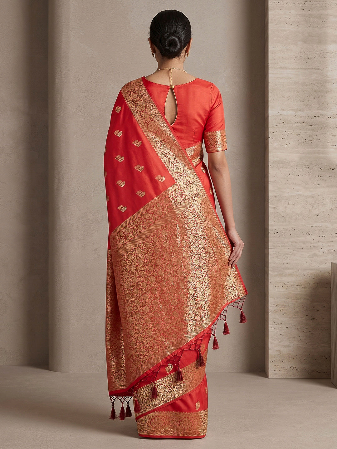 Red Woven Design Dola Silk Saree
