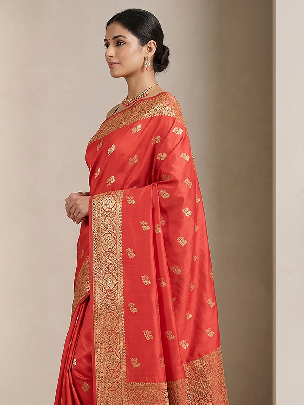 Red Woven Design Dola Silk Saree