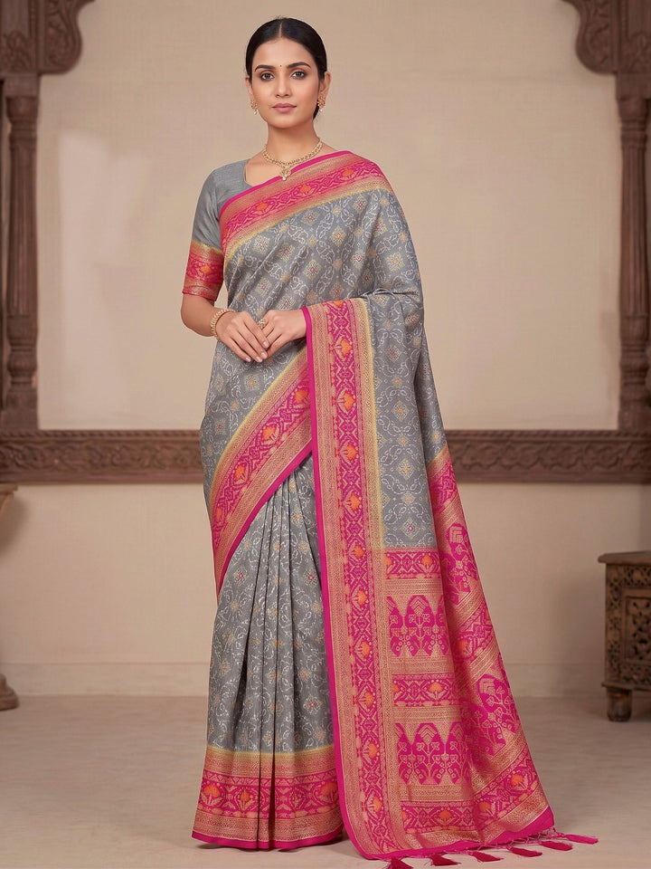 Grey Woven Design Art Silk Kanjivaram Saree