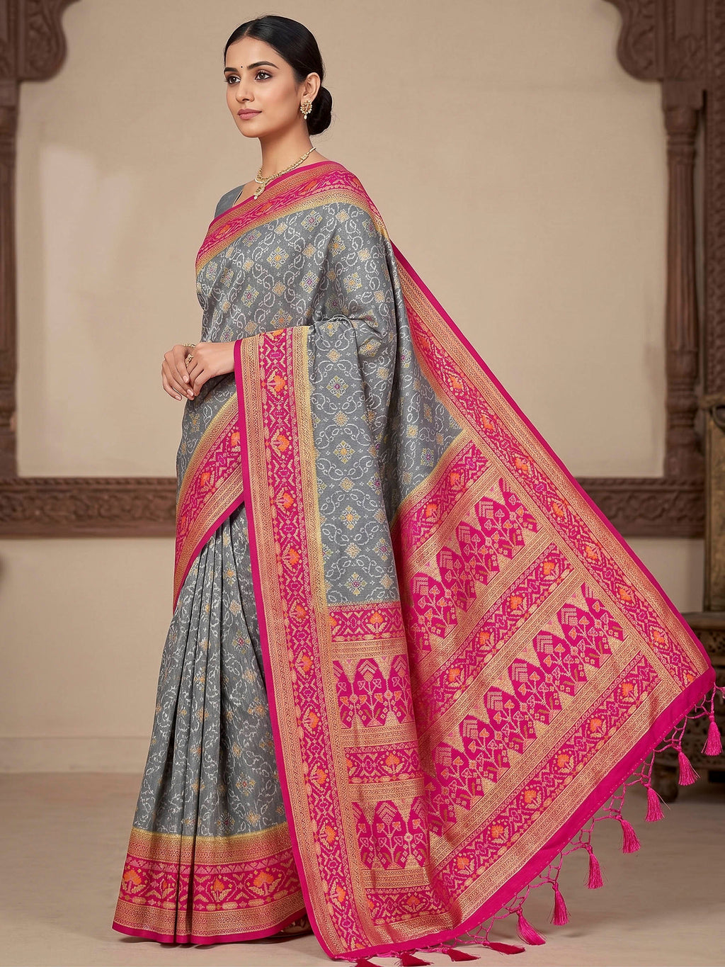Grey Woven Design Art Silk Kanjivaram Saree
