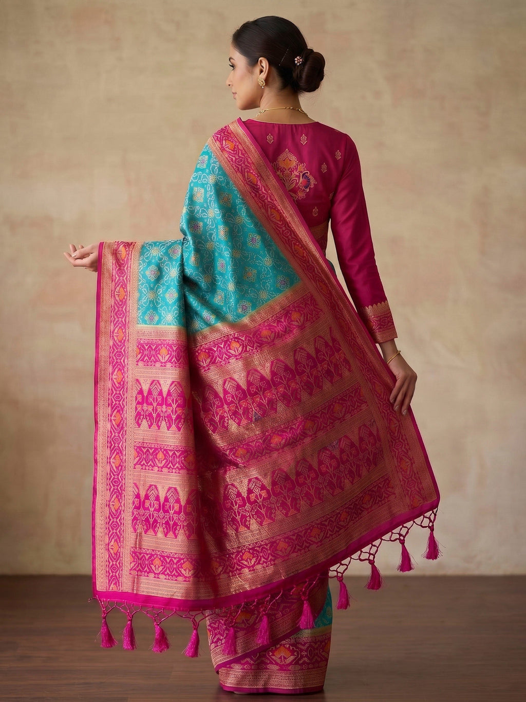 Lake Blue Woven Design Art Silk Kanjivaram Saree