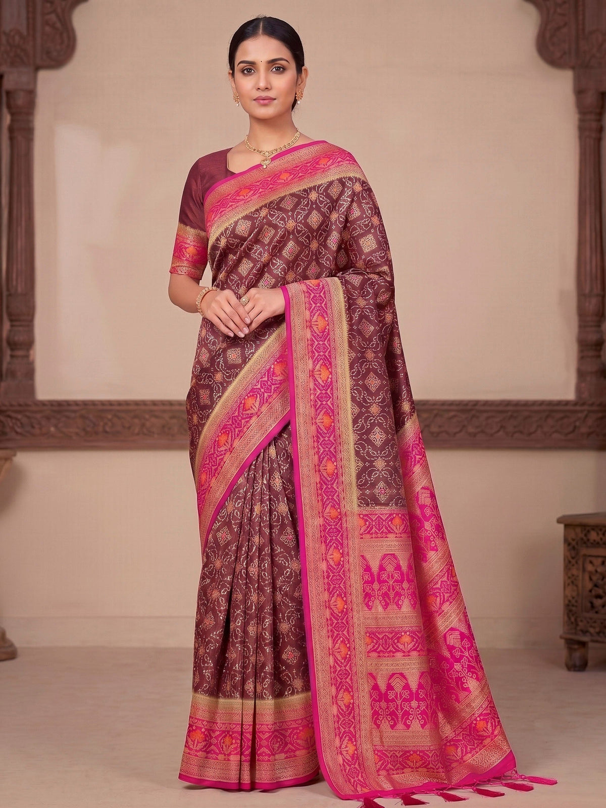 Maroon Woven Design Art Silk Kanjivaram Saree