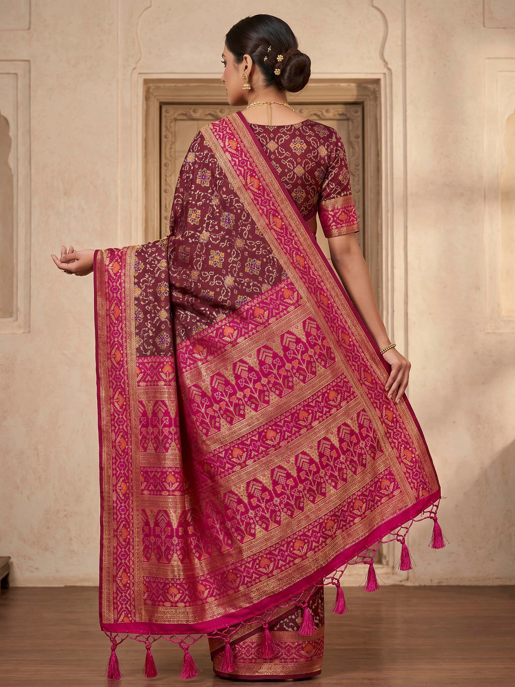 Maroon Woven Design Art Silk Kanjivaram Saree
