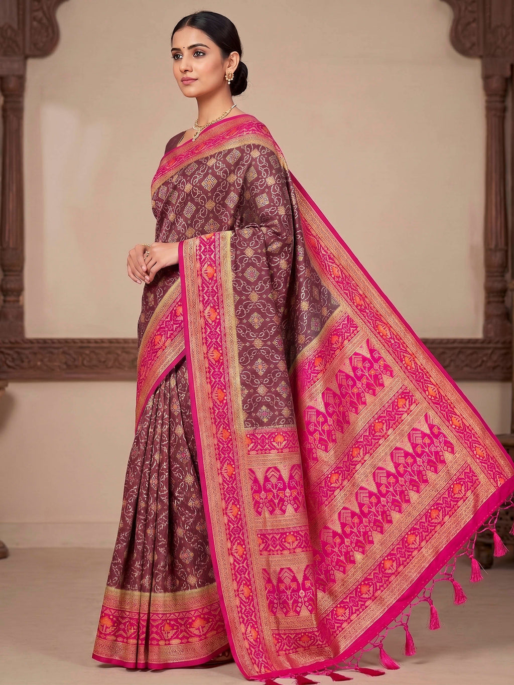 Maroon Woven Design Art Silk Kanjivaram Saree