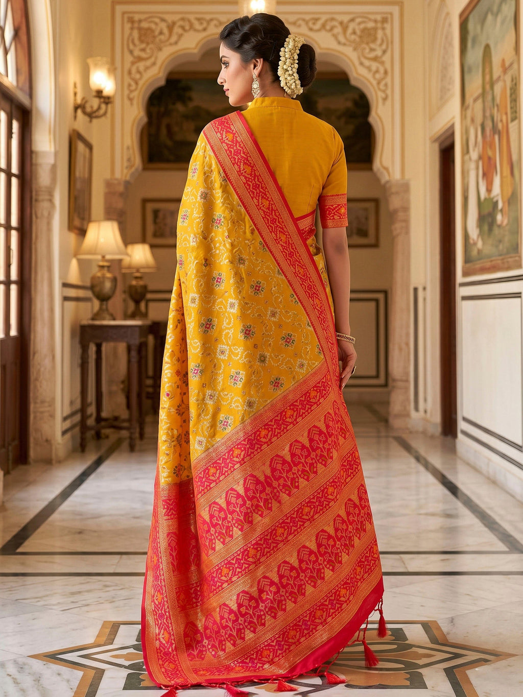 Mustard Woven Design Art Silk Kanjivaram Saree