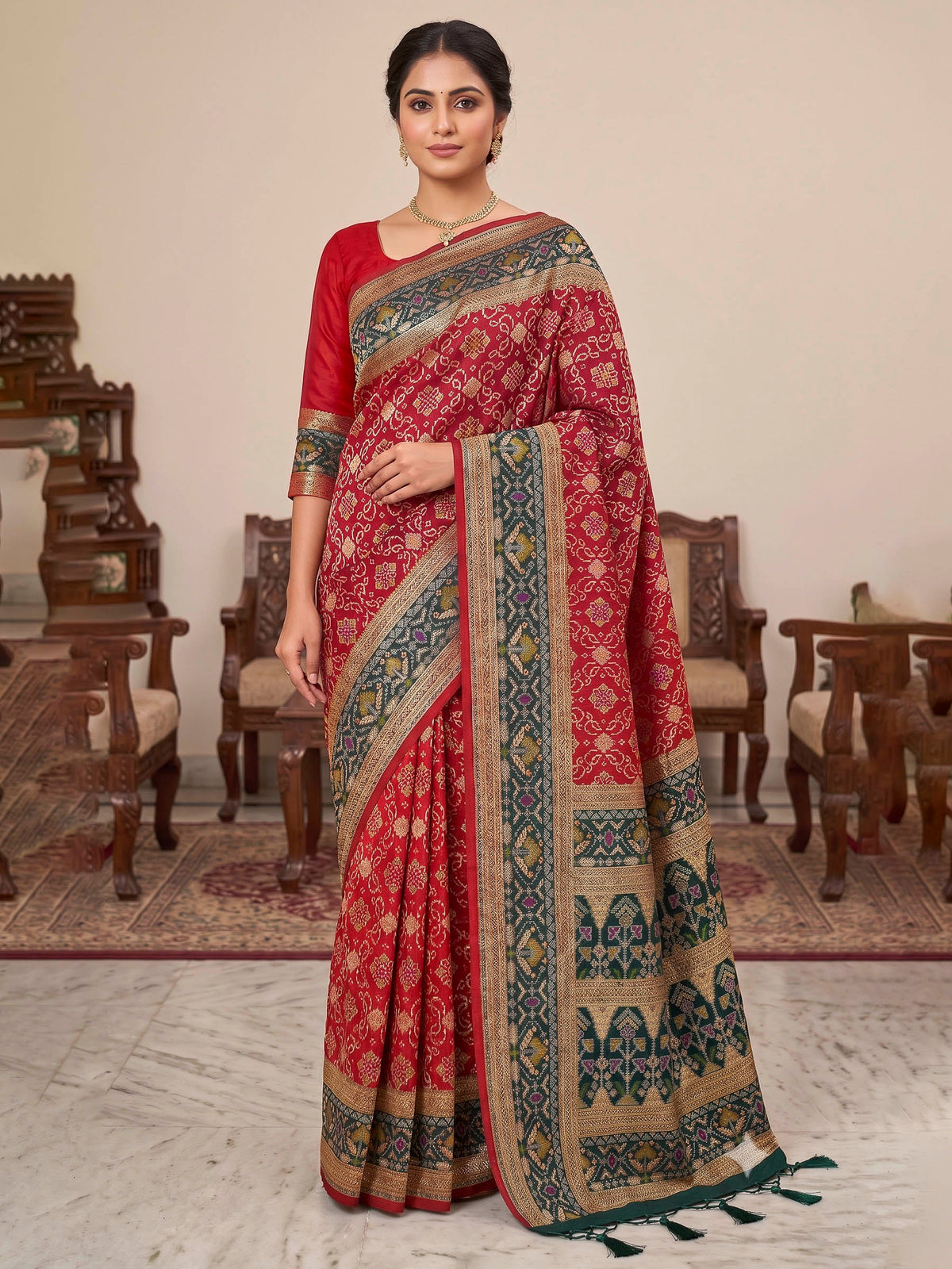 Red Woven Design Art Silk Kanjivaram Saree