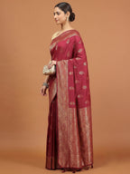 Maroon Woven Design Dola Silk Saree