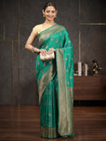 Rama Green Woven Design Dola Silk Saree