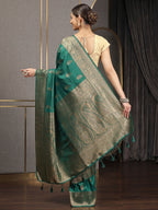 Rama Green Woven Design Dola Silk Saree