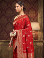 Red Woven Design Dola Silk Saree