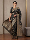 Black Woven Design Dola Silk Saree