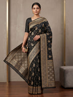 Black Woven Design Dola Silk Saree