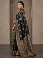 Black Woven Design Dola Silk Saree