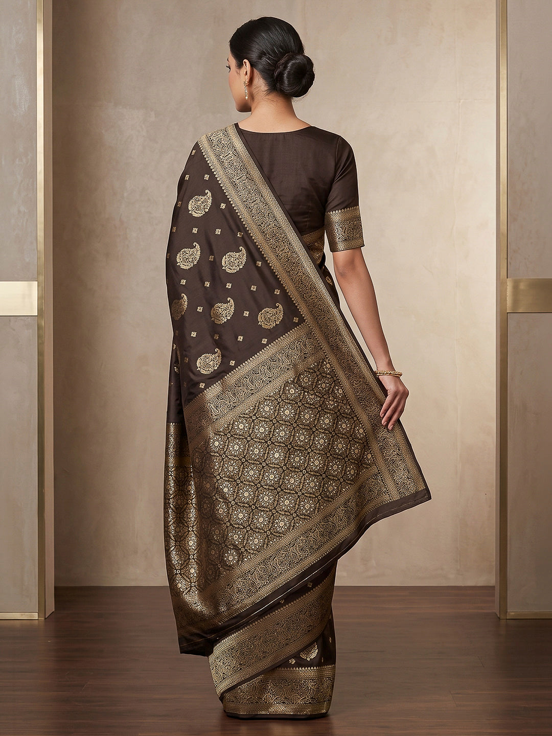 Black Woven Design Dola Silk Saree
