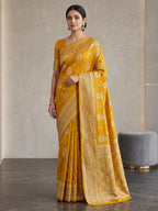 Mustard Woven Design Dola Silk Saree