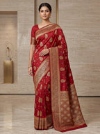 Red Woven Design Dola Silk Saree