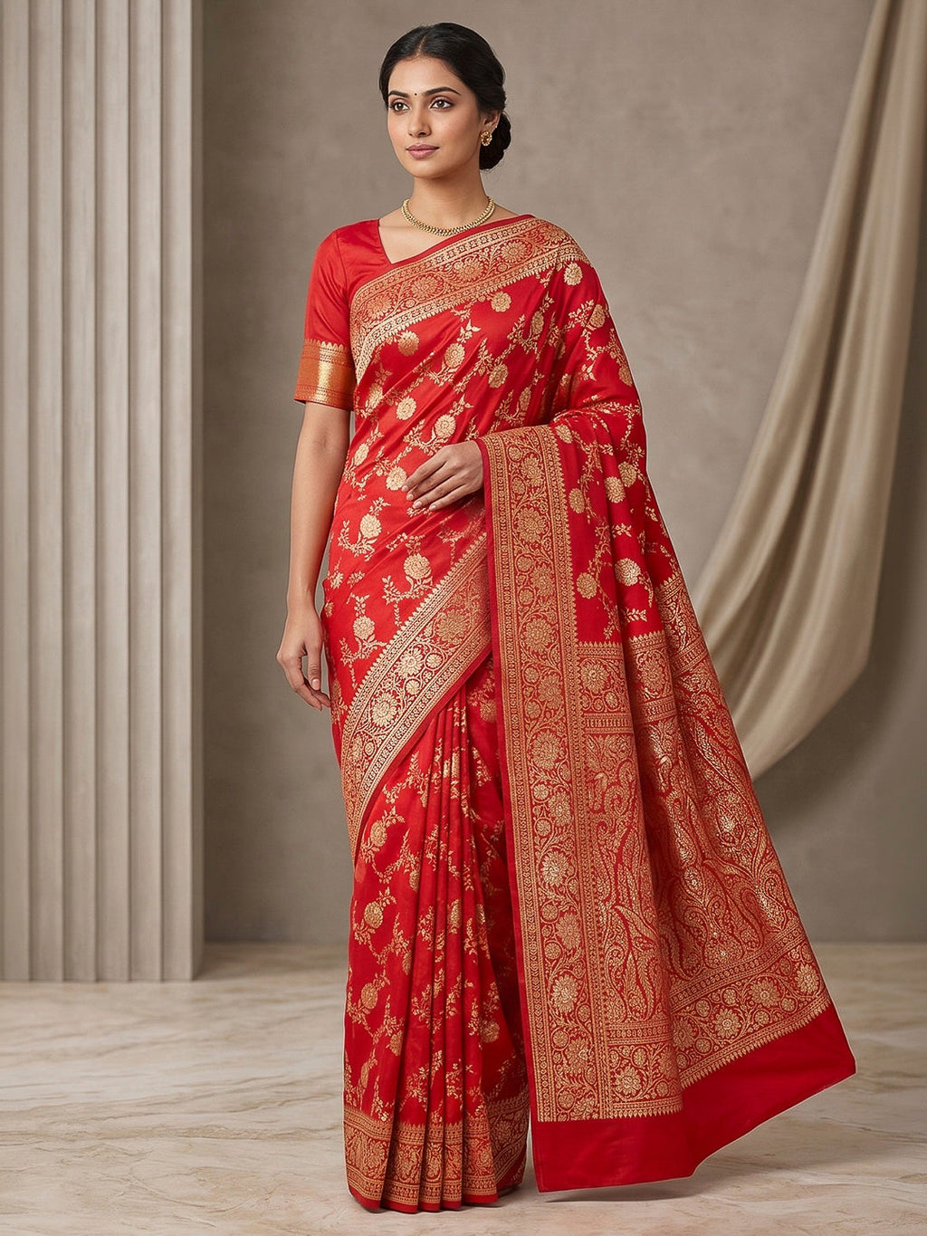 Red Woven Design Dola Silk Saree