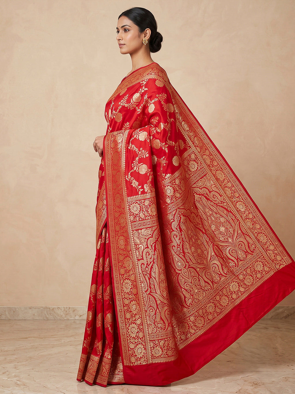 Red Woven Design Dola Silk Saree