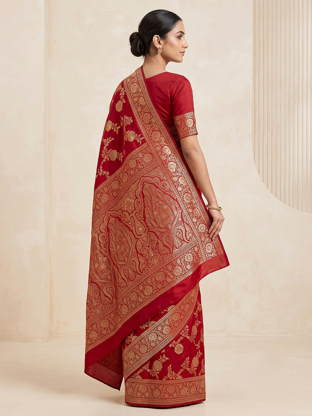 Red Woven Design Dola Silk Saree