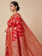 Red Woven Design Dola Silk Saree