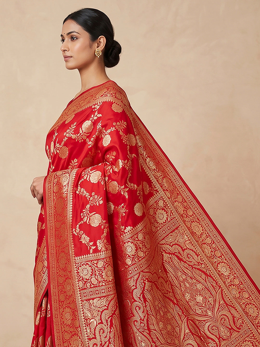 Red Woven Design Dola Silk Saree
