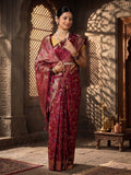 Maroon Woven Design Satin Saree