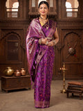 Purple Woven Design Satin Saree