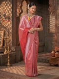 Peach Woven Design Kanjivaram Brocade Saree