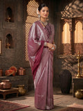 Wine Woven Design Kanjivaram Brocade Saree