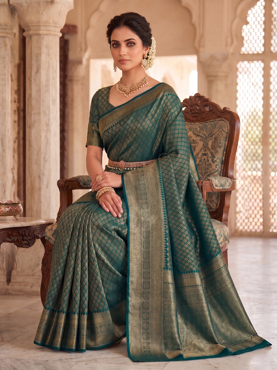 Green Woven Design Art Silk Kanjivaram Saree