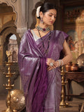 Purple Woven Design Kanjivaram Brocade Saree
