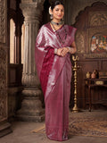 Wine Woven Design Kanjivaram Brocade Saree