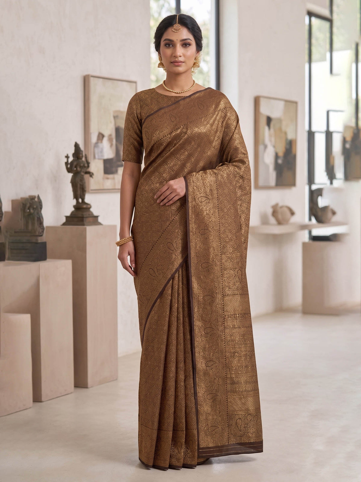Black Woven Design Art Silk Kanjivaram Saree