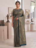 Peacock Blue Woven Design Art Silk Kanjivaram Saree