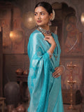 Blue Woven Design Kanjivaram Brocade Saree