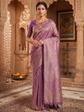Lavender Woven Design Art Silk Kanjivaram Saree