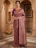 Wine Woven Design Art Silk Kanjivaram Saree