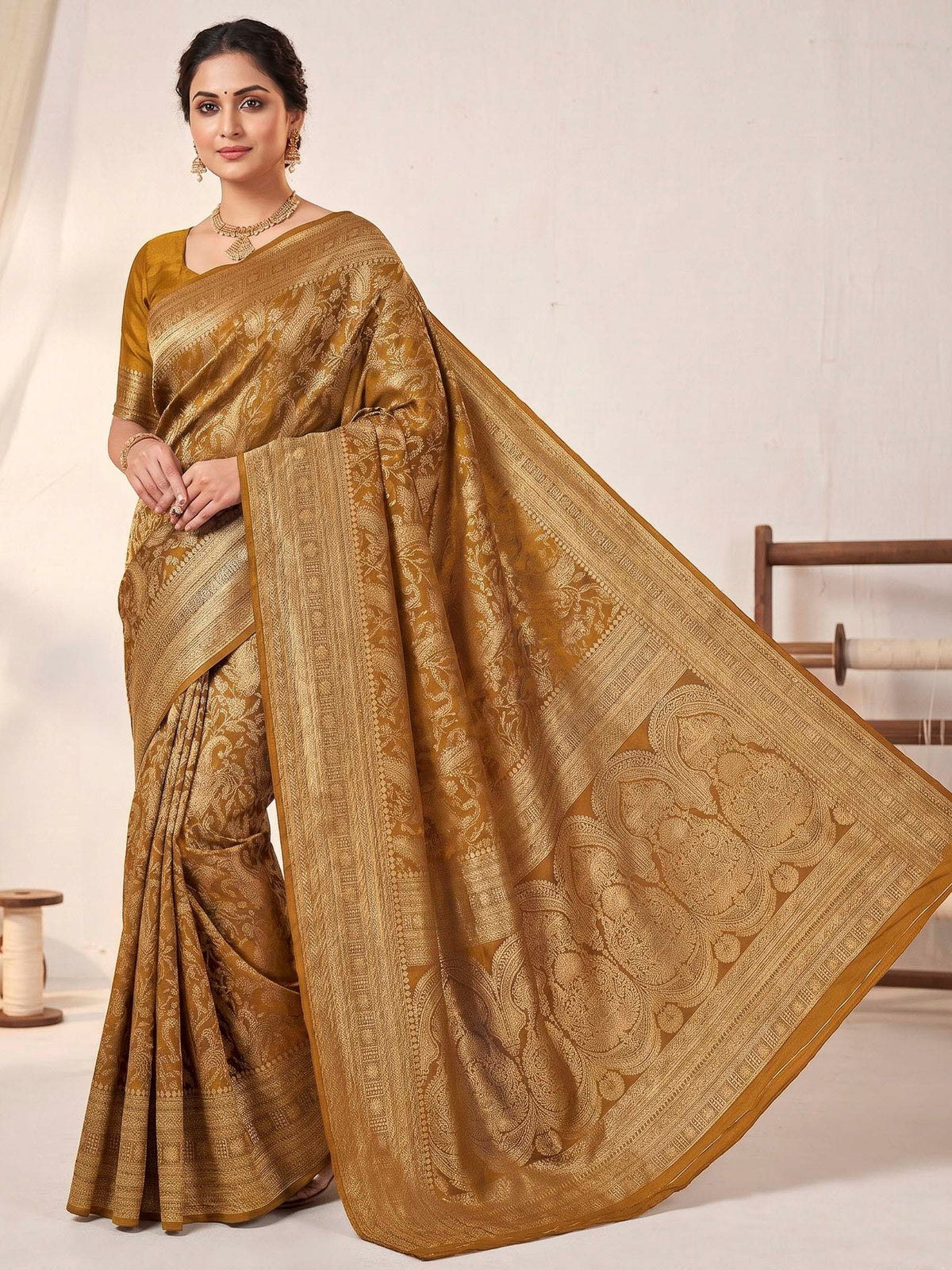 Yellow Woven Design Art Silk Kanjivaram Saree
