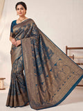 Dark Blue Woven Design Art Silk Kanjivaram Saree