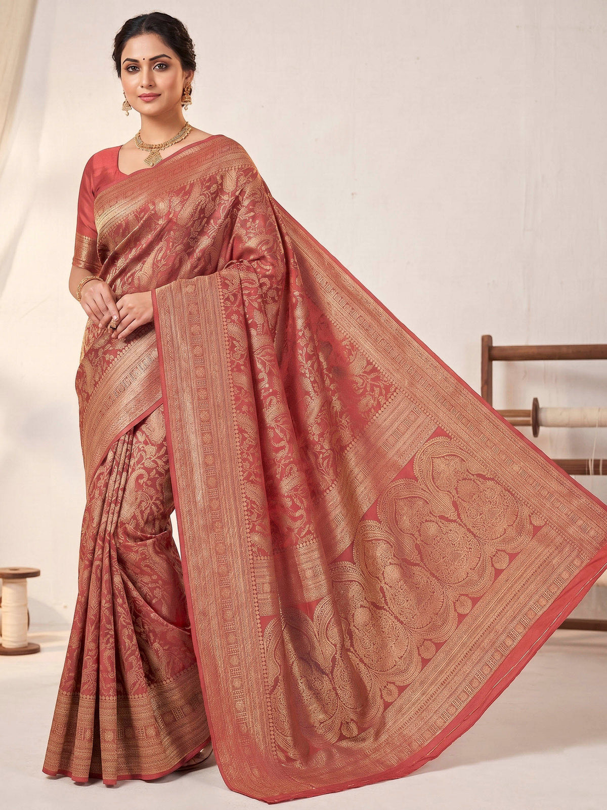 Red Woven Design Art Silk Kanjivaram Saree