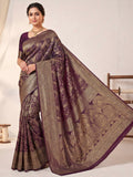 Wine Woven Design Art Silk Kanjivaram Saree