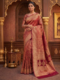 Maroon Woven Design Art Silk Kanjivaram Saree