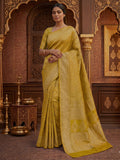 Olive Green Woven Design Art Silk Kanjivaram Saree