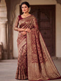 Maroon Woven Design Art Silk Kanjivaram Saree
