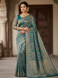 Dark Blue Woven Design Art Silk Kanjivaram Saree