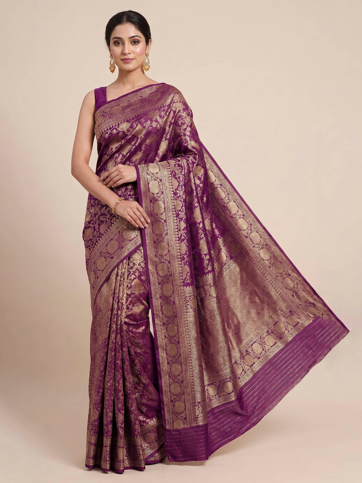 Purple Woven Design Art Silk Kanjivaram Saree
