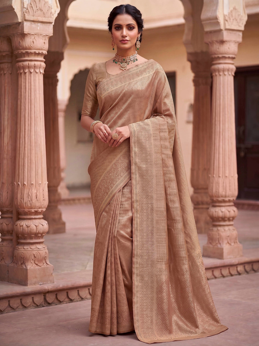 Off White Woven Design Art Silk Kanjivaram Saree