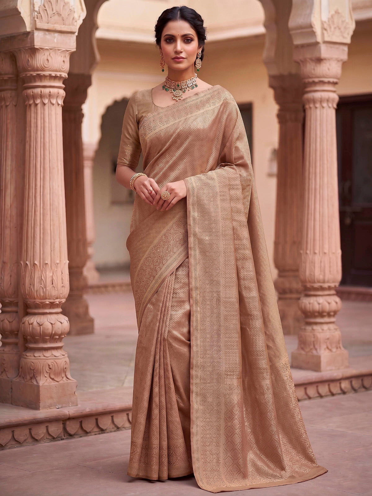 Off White Woven Design Art Silk Kanjivaram Saree