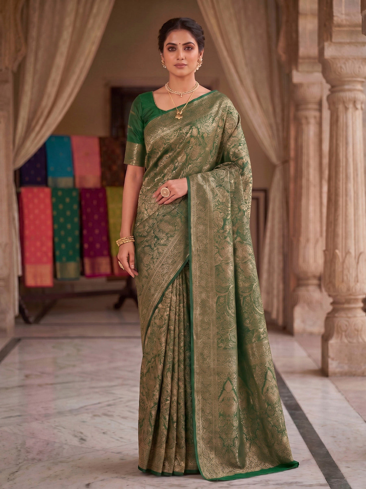 Green Woven Design Art Silk Kanjivaram Saree